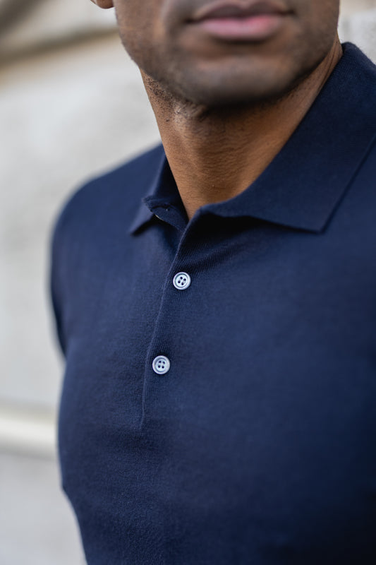 Pull polo bleu marine
