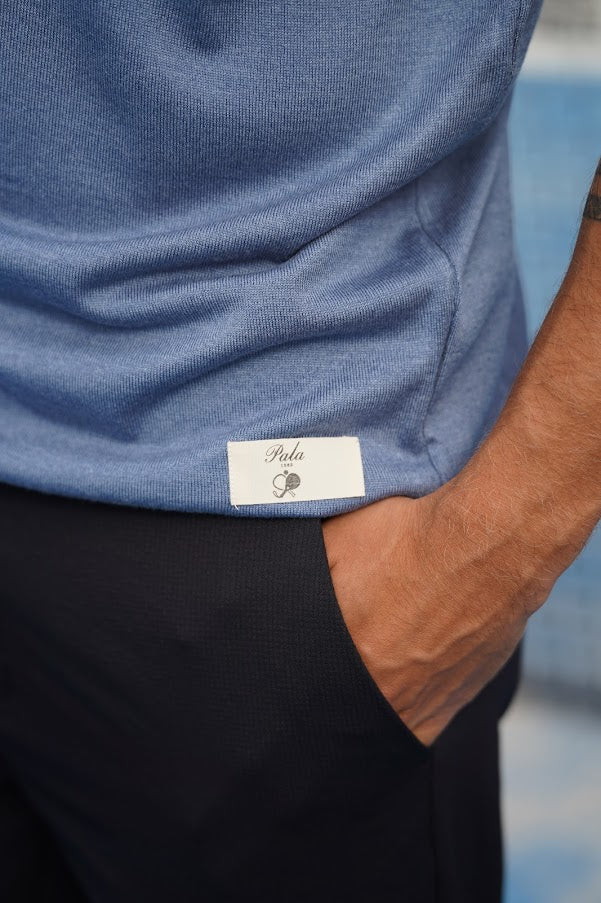 Polo maille bleu azur P1000
