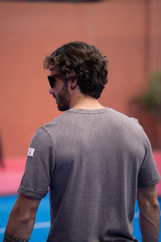 T-shirt poche marron glacé media pista