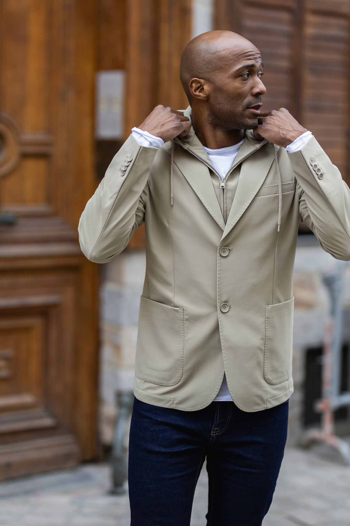 Veste blazer avec capuche amovible