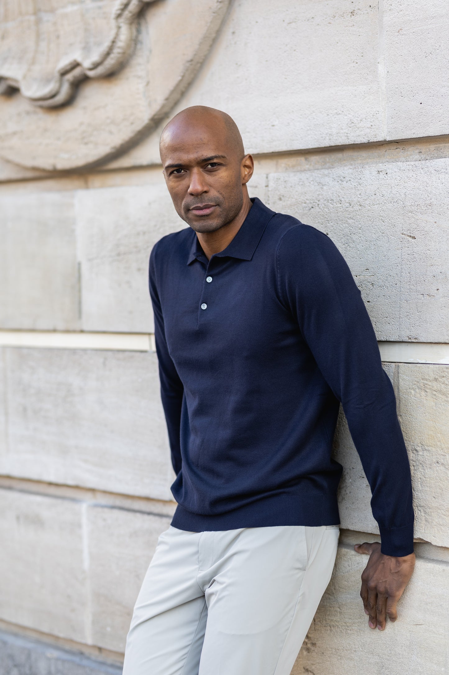 Pull polo bleu marine