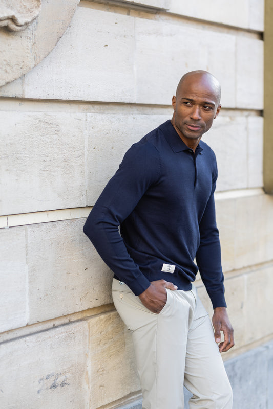 Pull polo bleu marine